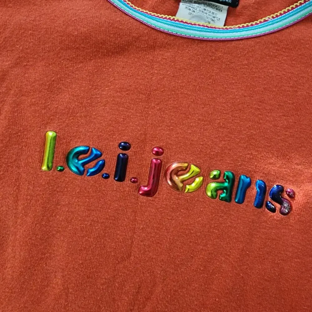 Vintage Y2K LEI Jeans Spellout Long Sleeve Shirt kids 7/8